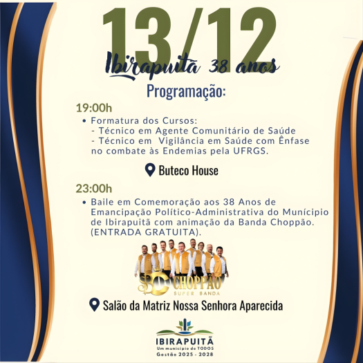  ANIVERSÁRIO DE 38 ANOS DE IBIRAPUITÃ